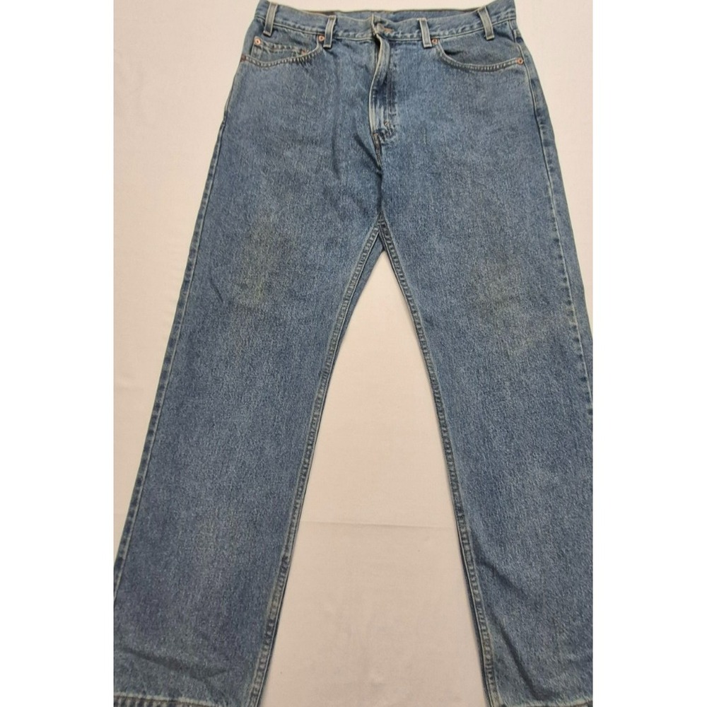 Levi 505 regular fit straight leg men's medium wash denim blue jeans sz. 36x30